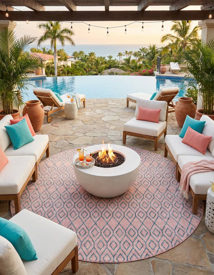 Detail image of 13' x 13' Easy-Clean Jill Zarin Turks and Caicos Indoor / Outdoor Round Rug