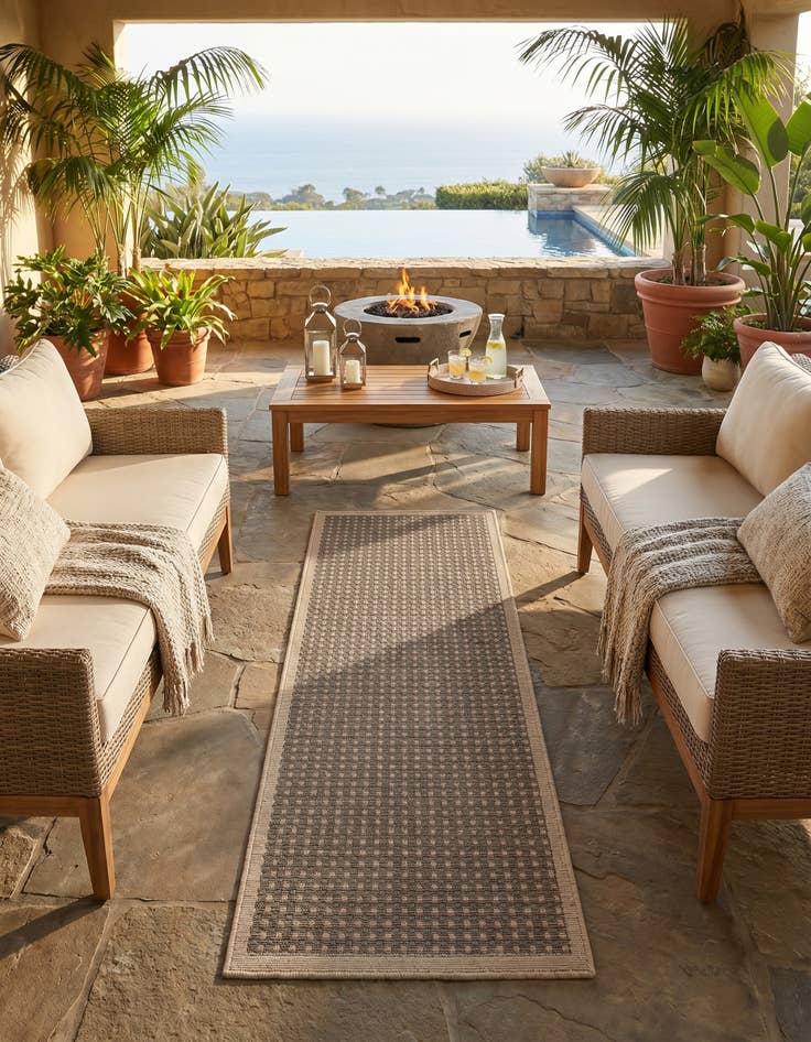 Detail image of 2' x 5' Easy-Clean Border Indoor / Outdoor Runner Rug