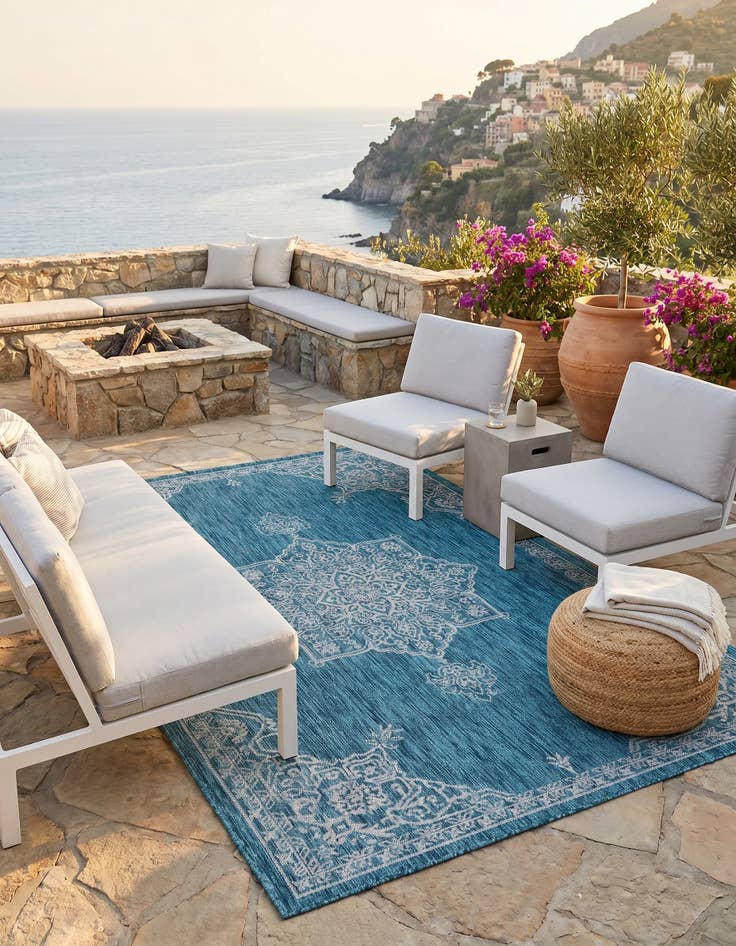 Detail image of 5' 3 x 8' Easy-Clean Traditional Indoor / Outdoor Rug