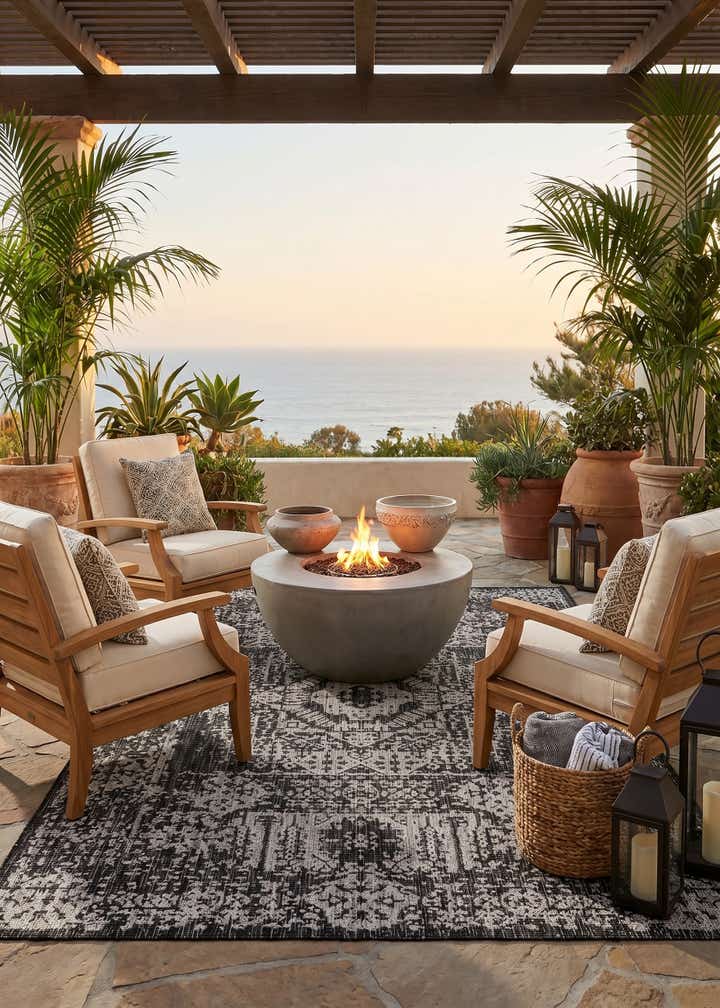 5' 3 x 8' Easy-Clean Traditional Indoor / Outdoor Rug