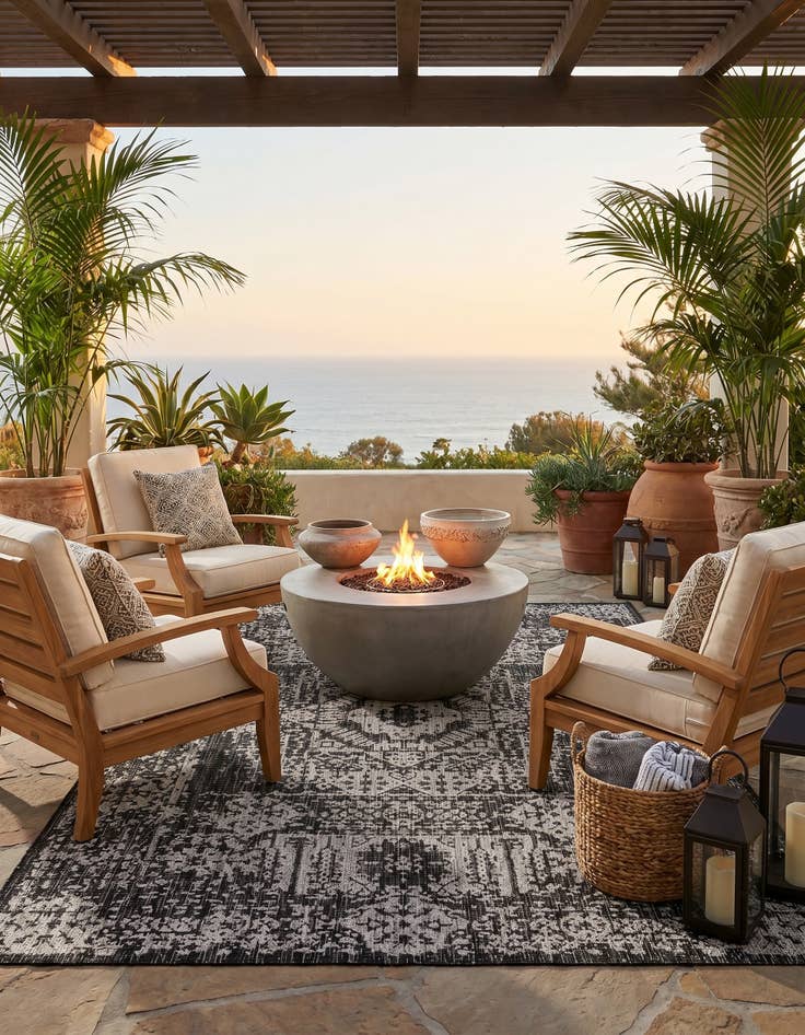 Detail image of 5' 3 x 8' Easy-Clean Traditional Indoor / Outdoor Rug