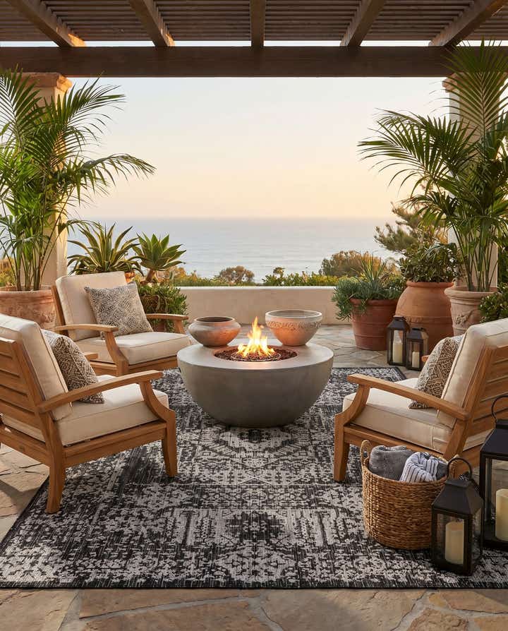 5' 3 x 8' Easy-Clean Traditional Indoor / Outdoor Rug