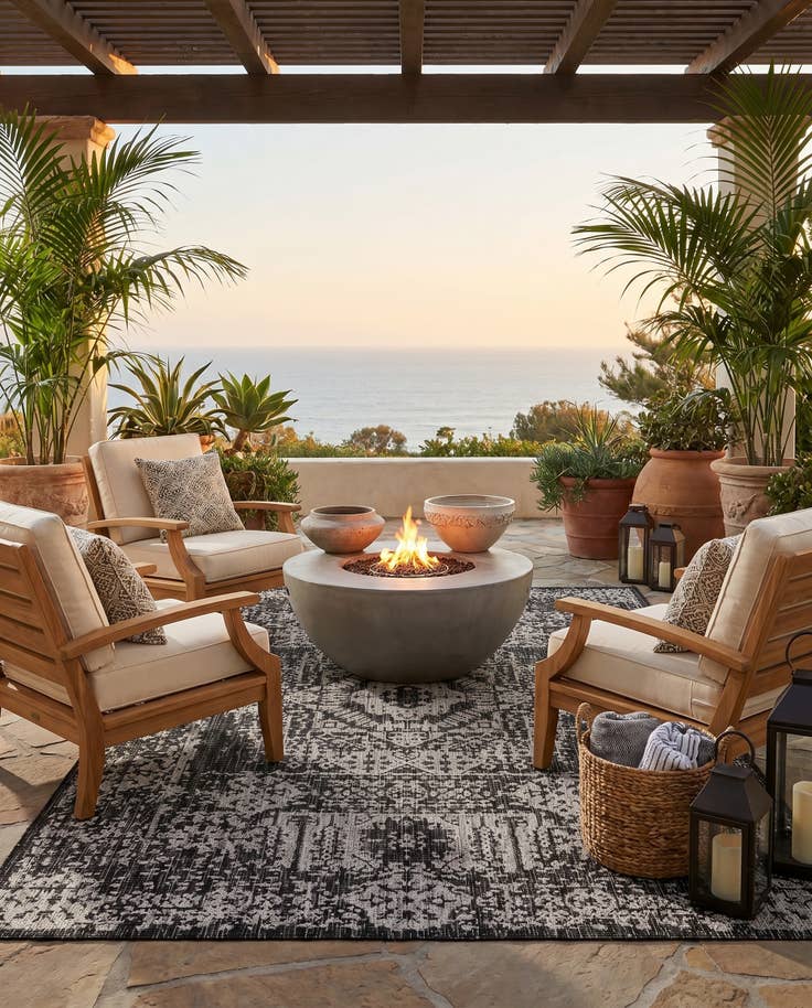 Detail image of 5' 3 x 8' Easy-Clean Traditional Indoor / Outdoor Rug