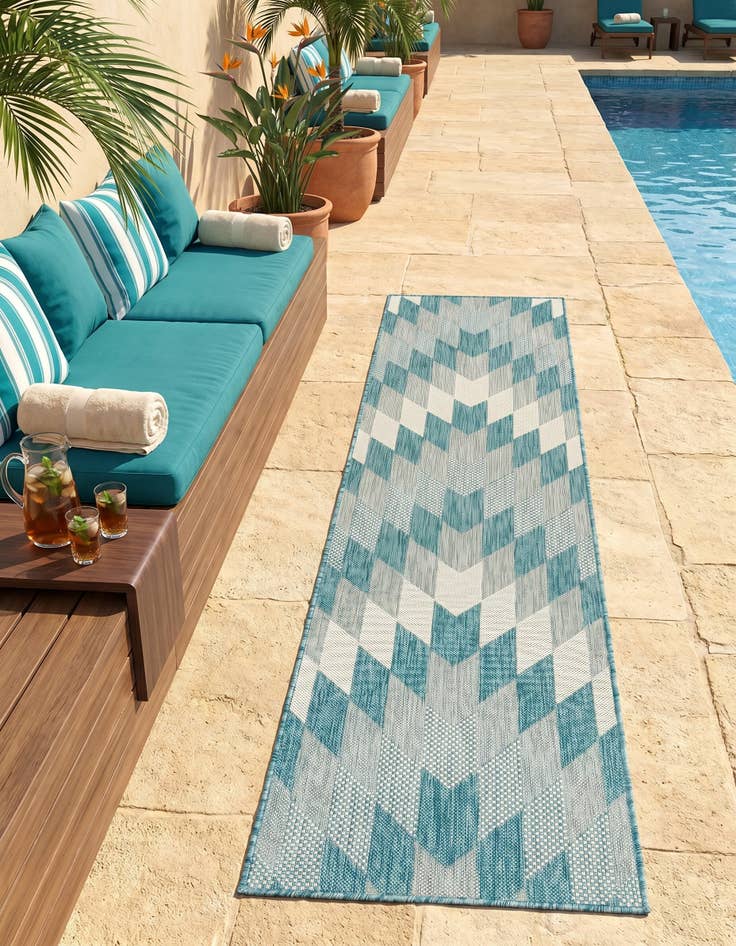 Detail image of 2' x 8' Easy-Clean Modern Indoor / Outdoor Runner Rug