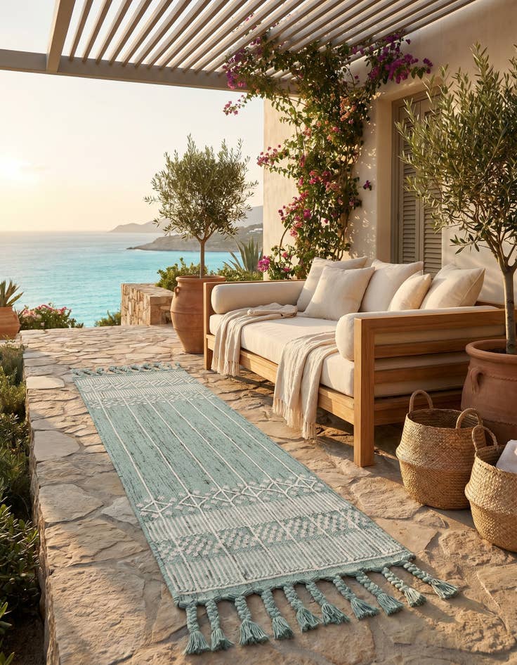 Detail image of 2' 2 x 6' 7 Easy-Clean Eco Bohemian Indoor / Outdoor Runner Rug