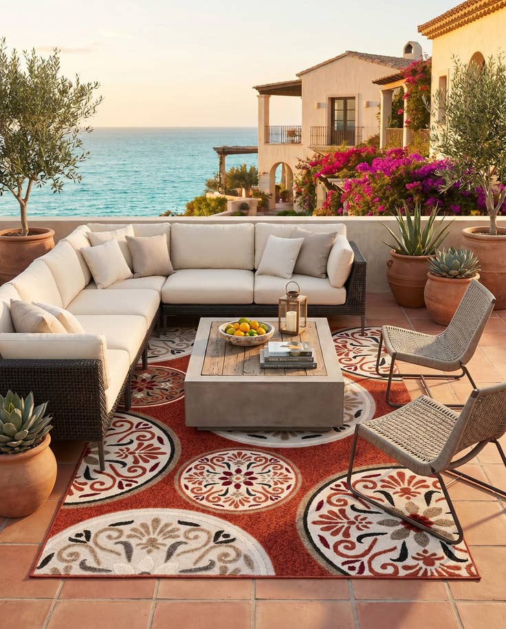 Detail image of 5' x 8' Easy-Clean Modern Indoor / Outdoor Rug