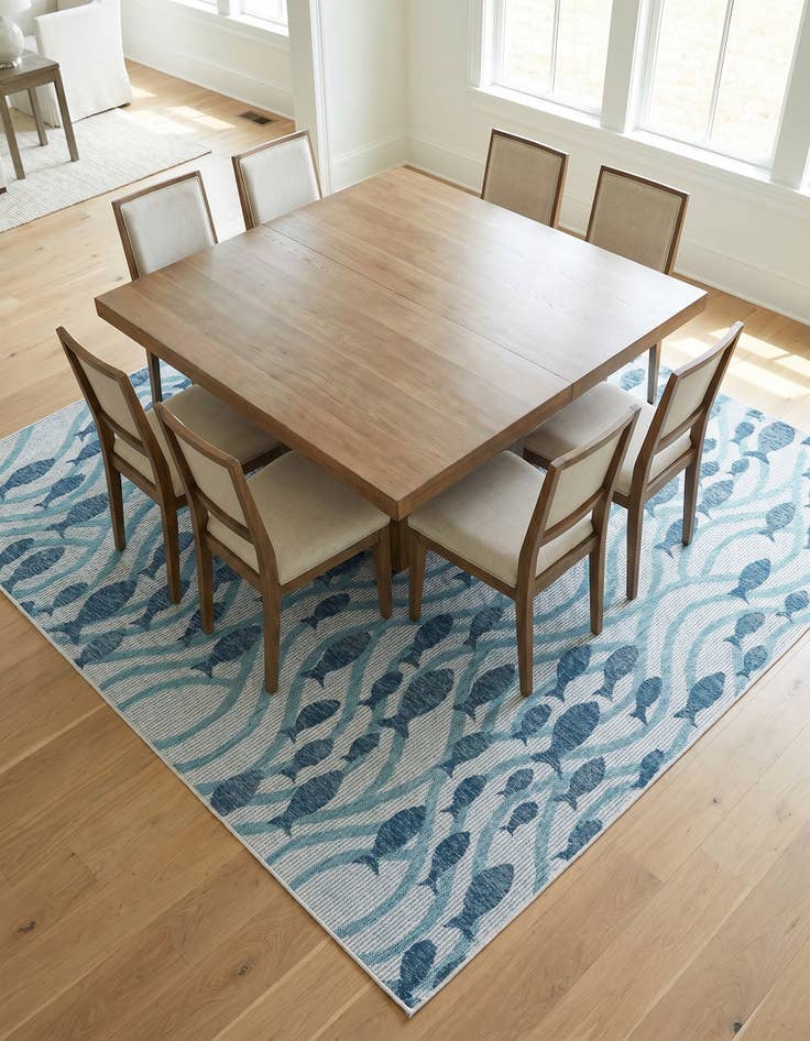 Detail image of 7' 10 x 7' 10 Easy-Clean Coastal Indoor / Outdoor Square Rug