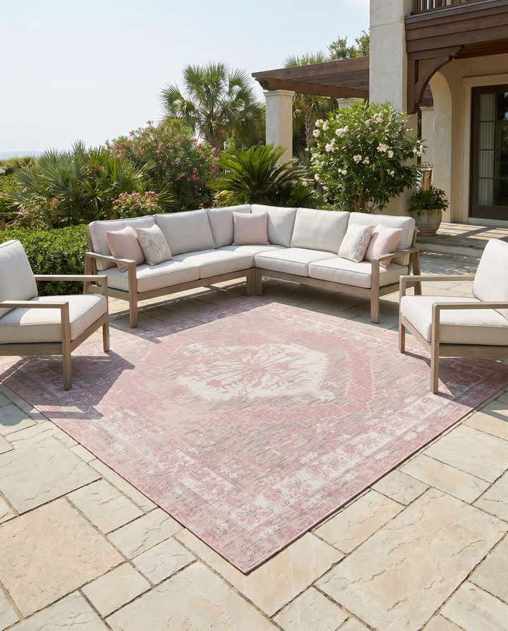 10' x 10' Easy-Clean Traditional Indoor / Outdoor Square Rug