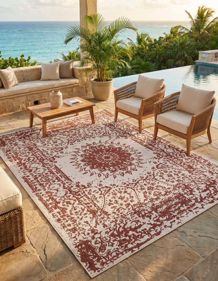 Detail image of 7' 10 x 10' Easy-Clean Traditional Indoor / Outdoor Rug