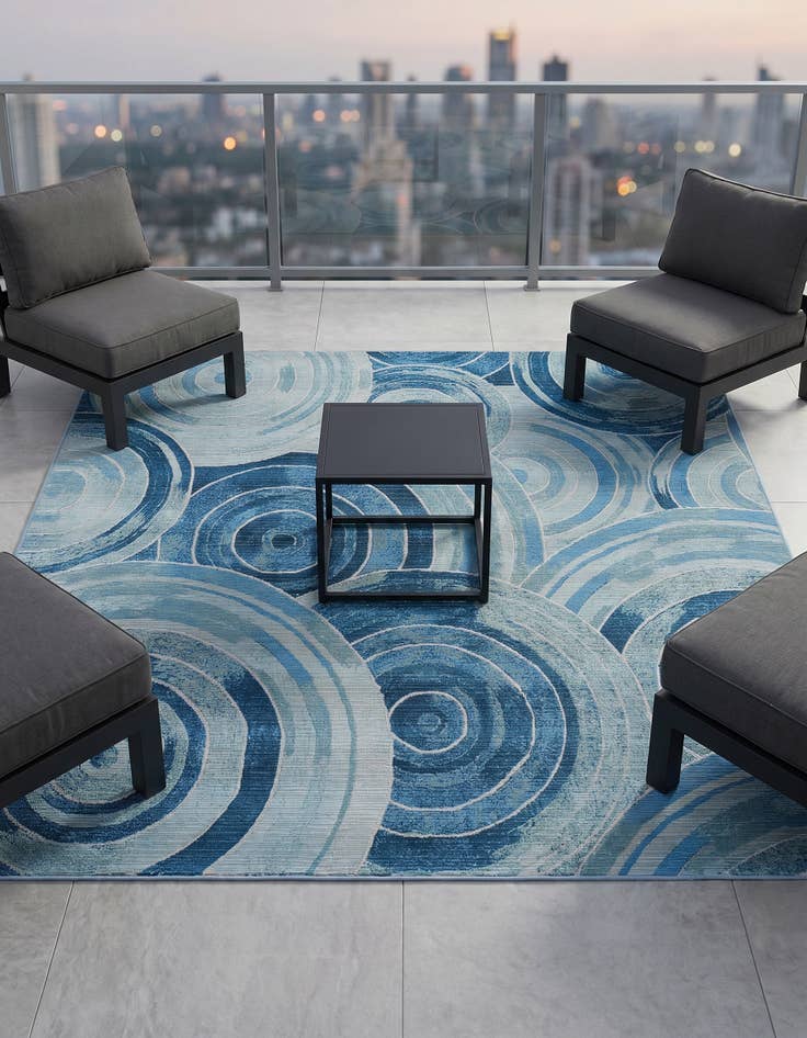 Detail image of 6' x 6' Easy-Clean Modern Indoor / Outdoor Square Rug