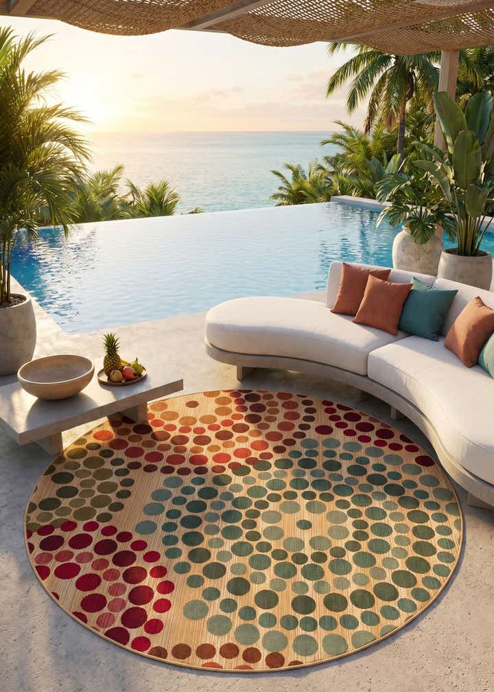 6' x 6' Easy-Clean Modern Indoor / Outdoor Round Rug