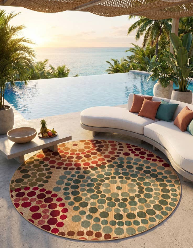 Detail image of 6' x 6' Easy-Clean Modern Indoor / Outdoor Round Rug