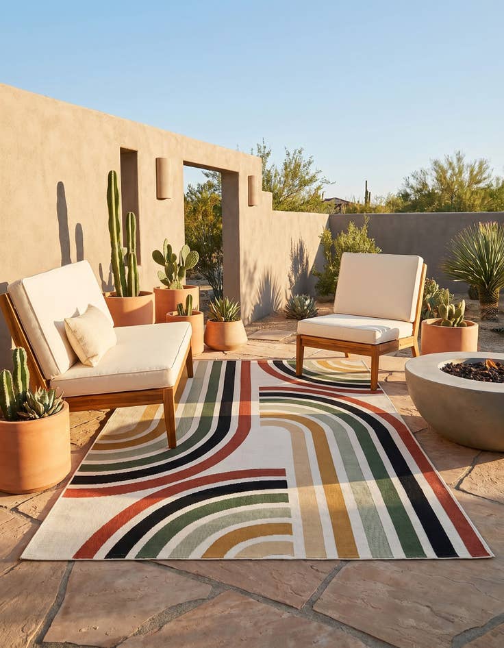 Detail image of 4' x 6' Easy-Clean Modern Indoor / Outdoor Rug