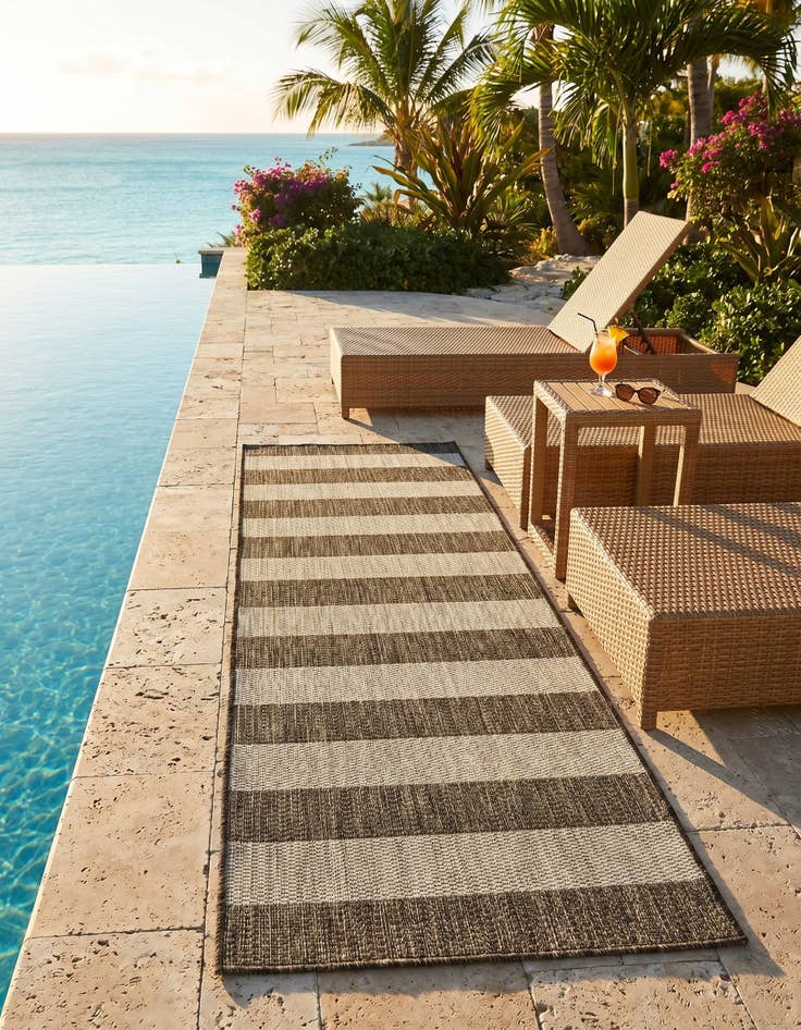 Detail image of 2' x 6' Easy-Clean Striped Indoor / Outdoor Runner Rug