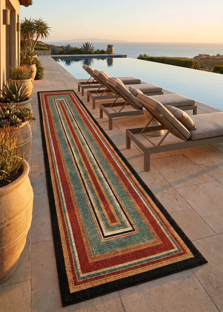 2' 7 x 12' Easy-Clean Modern Indoor / Outdoor Runner Rug