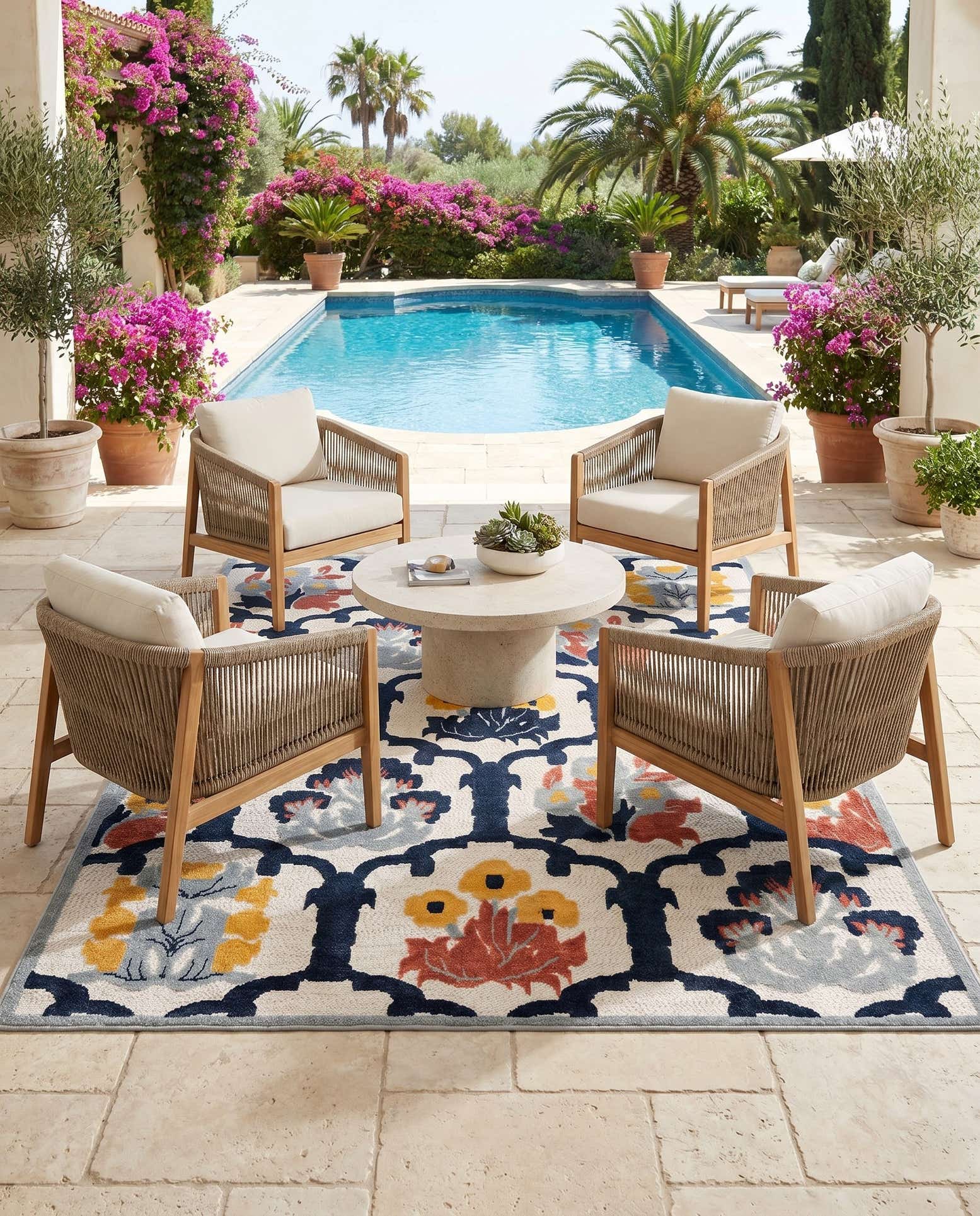 7' 10 x 7' 10 Easy-Clean Belize Indoor / Outdoor Square Rug