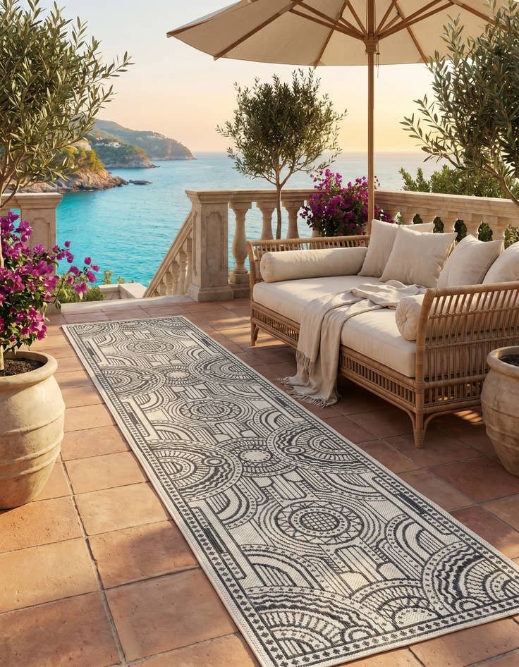 Detail image of 2' x 8' Easy-Clean Traditional Indoor / Outdoor Runner Rug