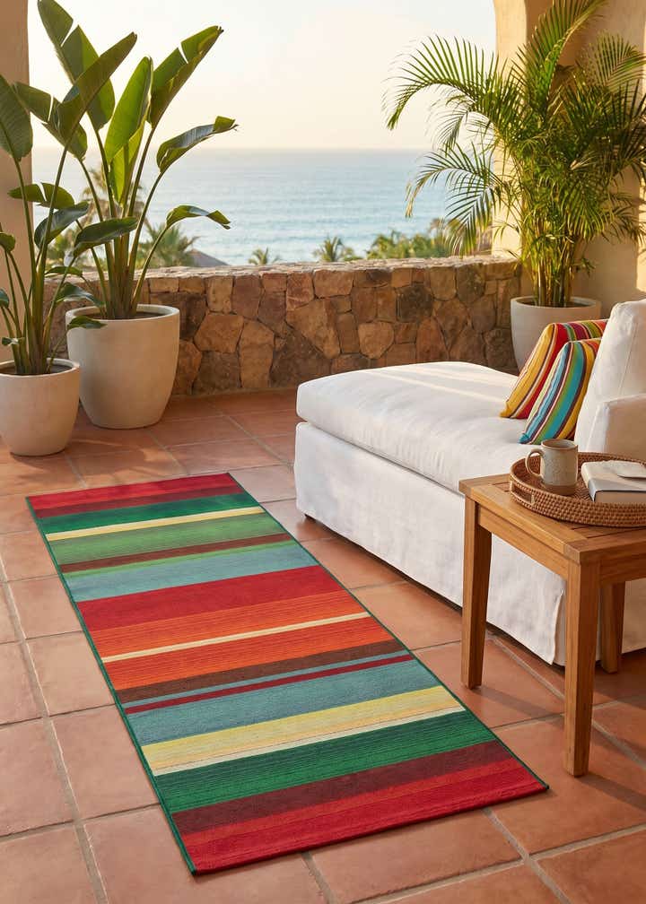 2' 7 x 7' Easy-Clean Modern Indoor / Outdoor Runner Rug