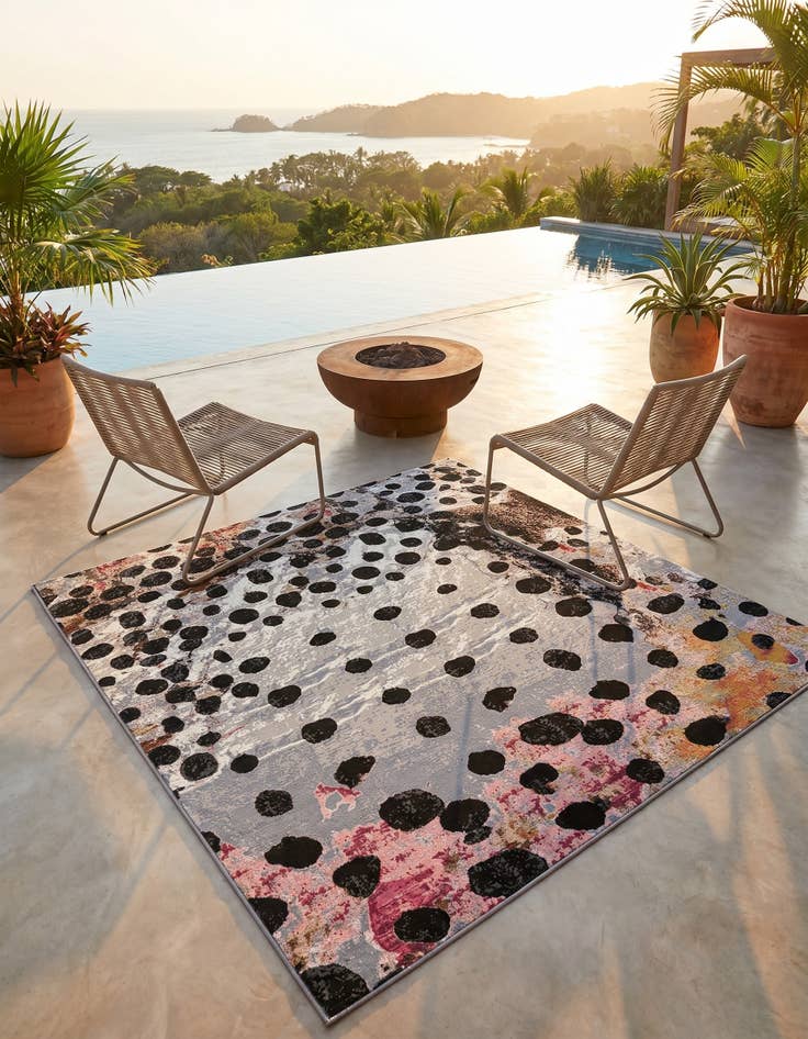 Detail image of 10' x 10' Easy-Clean Modern Indoor / Outdoor Square Rug
