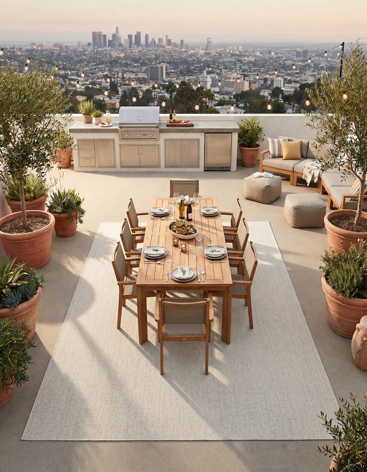 Detail image of 9' x 12' Easy-Clean Solid Indoor / Outdoor Rug