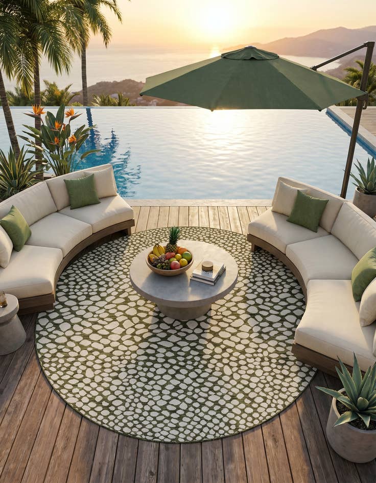 Detail image of 7' x 7' Easy-Clean Jill Zarin Indoor / Outdoor Round Rug