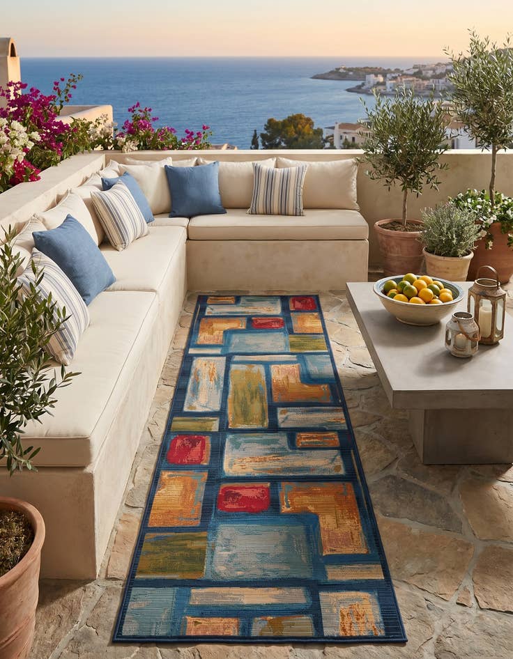Detail image of 2' 7 x 10' Easy-Clean Modern Indoor / Outdoor Runner Rug