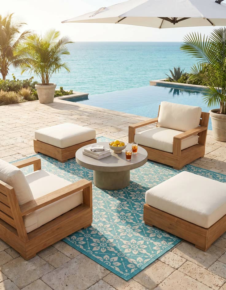 Detail image of 7' 10 x 7' 10 Easy-Clean Trellis Indoor / Outdoor Square Rug