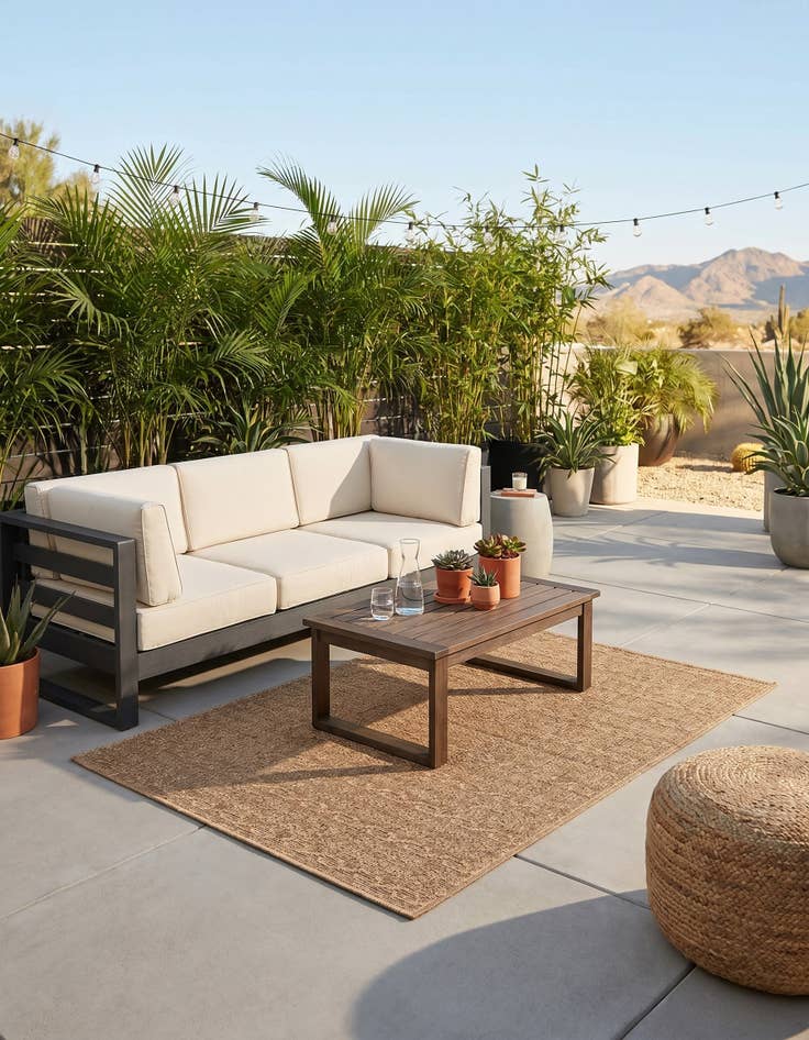 Detail image of 3' 3 x 5' Easy-Clean Modern Indoor / Outdoor Rug