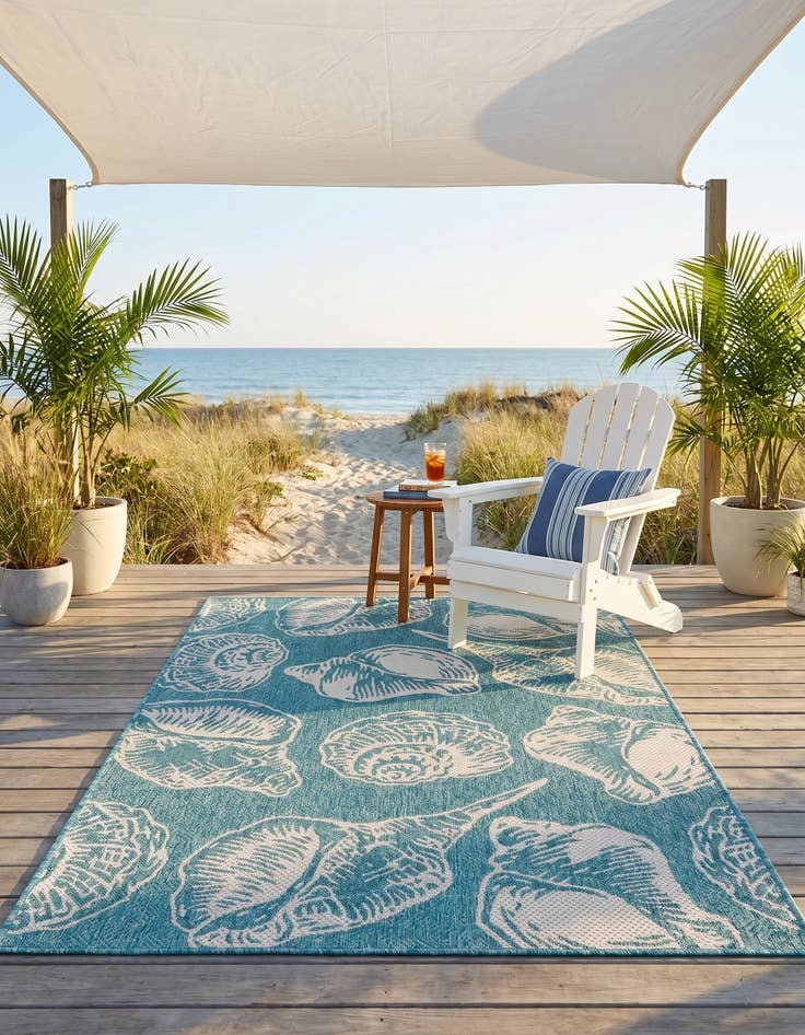 Detail image of 4' x 6' Easy-Clean Coastal Indoor / Outdoor Rug