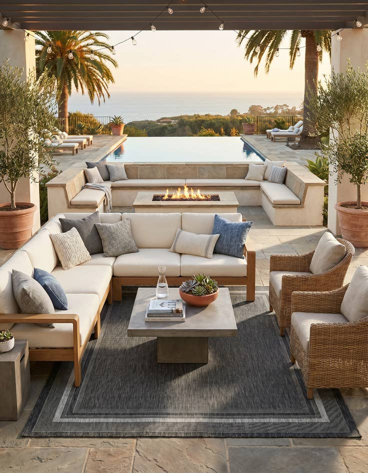 Detail image of 7' 10 x 10' Easy-Clean Border Indoor / Outdoor Rug