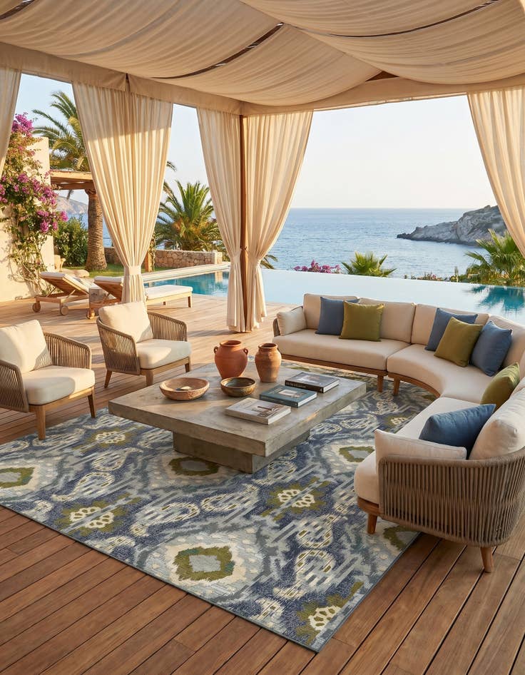 Detail image of 8' x 11' 4 Easy-Clean Modern Indoor / Outdoor Rug