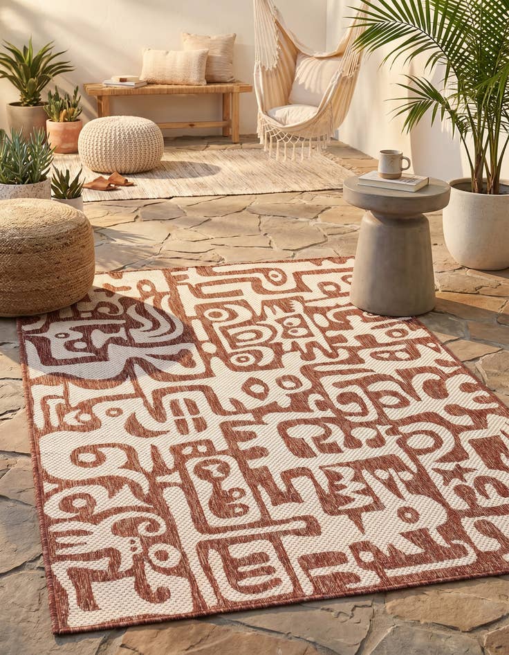 Detail image of 4' x 6' Easy-Clean Modern Indoor / Outdoor Rug