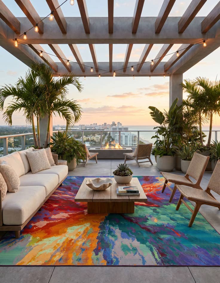 Detail image of 7' 10 x 11' Easy-Clean Modern Indoor / Outdoor Rug