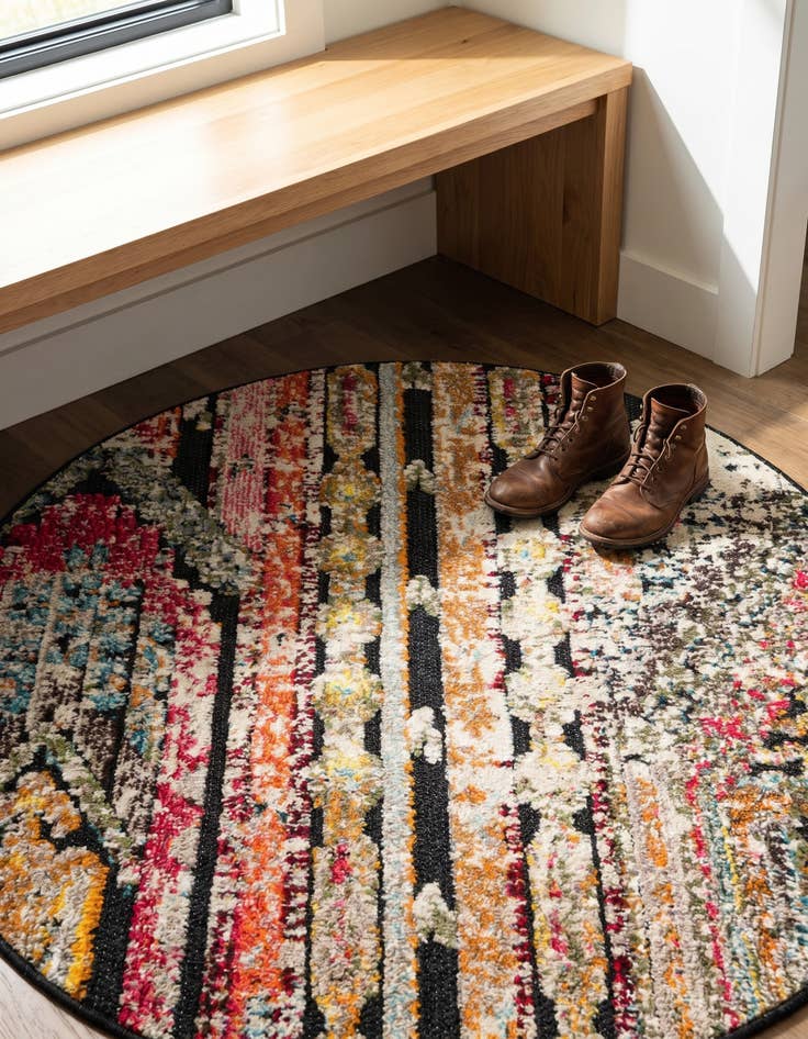 Detail image of 3' x 3' Easy-Clean Casablanca Indoor / Outdoor Round Rug