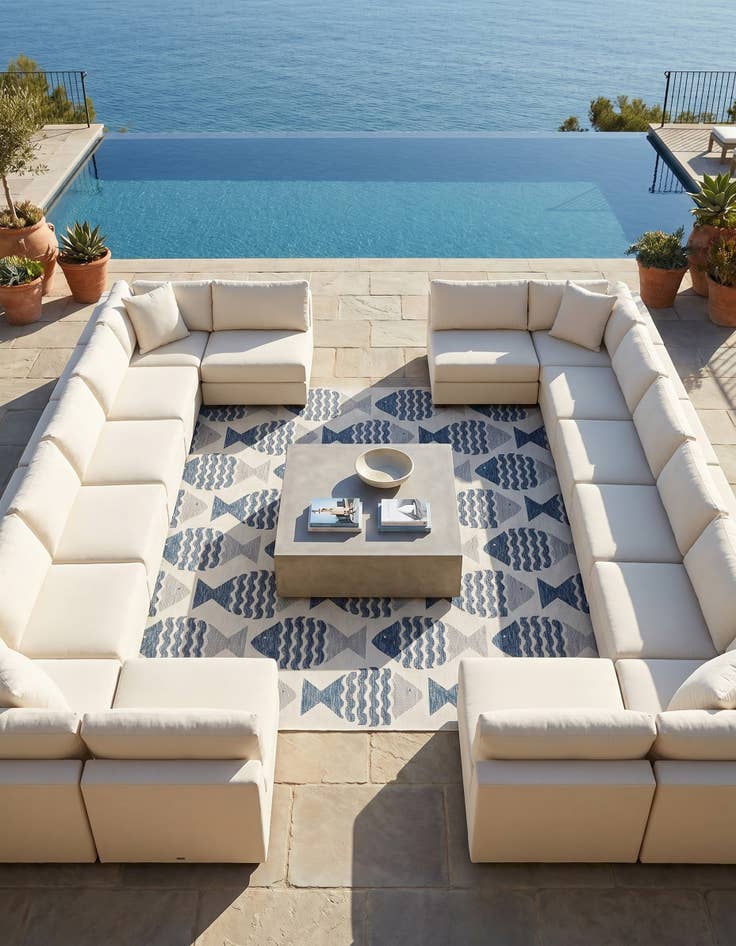 Detail image of 10' x 10' Easy-Clean Coastal Indoor / Outdoor Square Rug