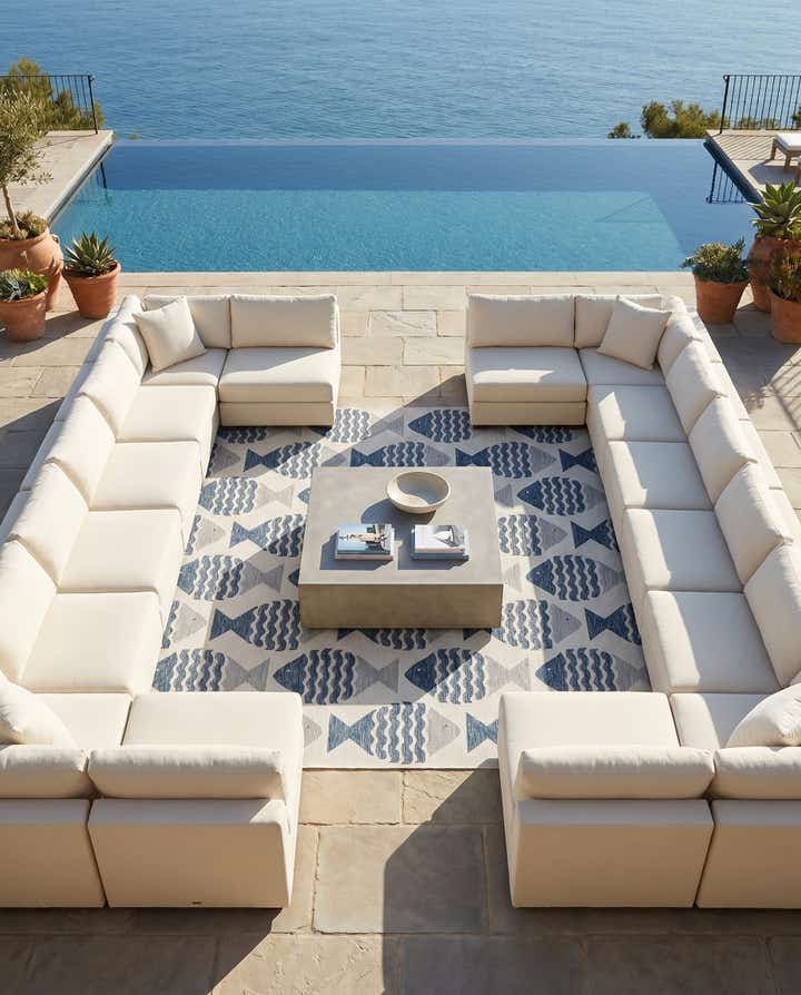 10' x 10' Easy-Clean Coastal Indoor / Outdoor Square Rug