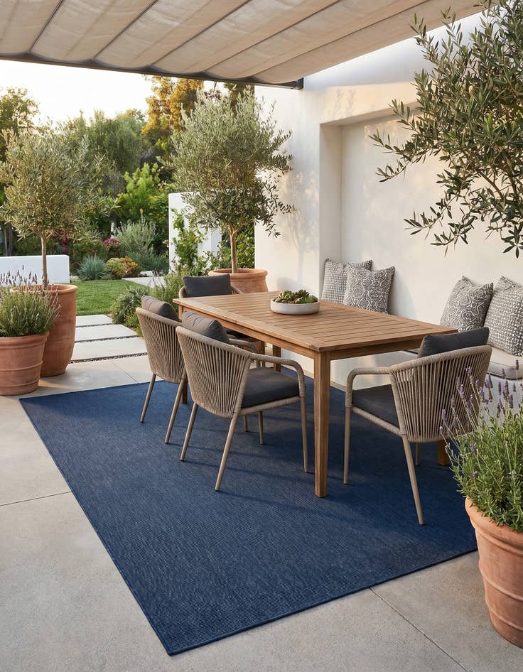 Detail image of 6' 1 x 9' Easy-Clean Solid Indoor / Outdoor Rug