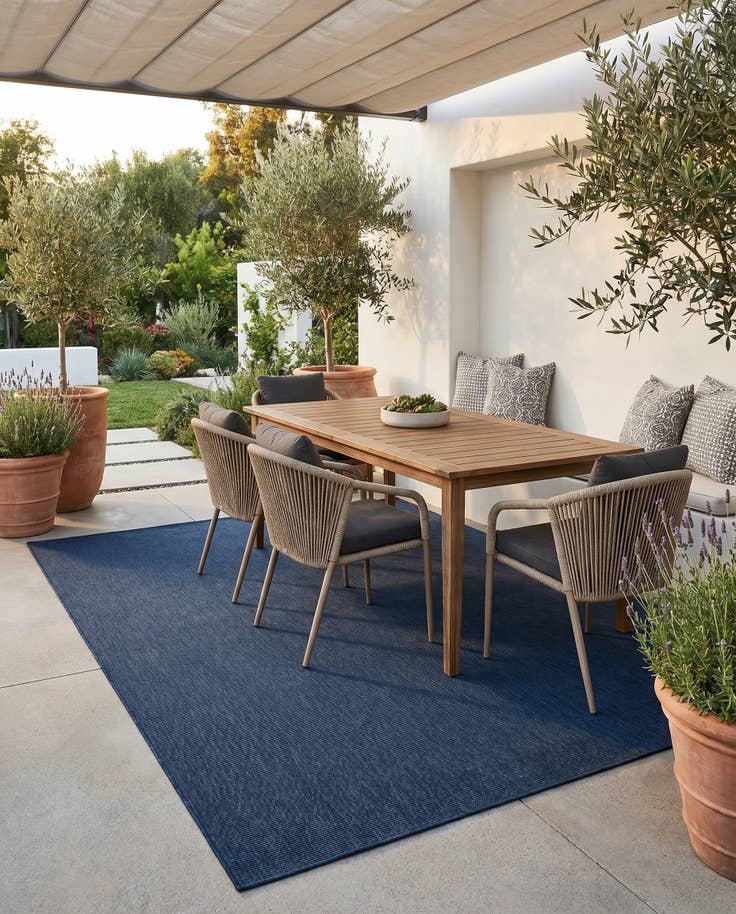 Detail image of 6' 1 x 9' Easy-Clean Solid Indoor / Outdoor Rug