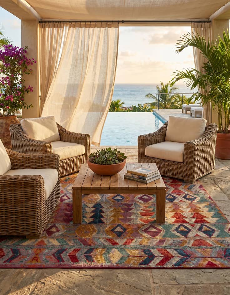 Detail image of 7' x 10' Easy-Clean Modern Indoor / Outdoor Rug