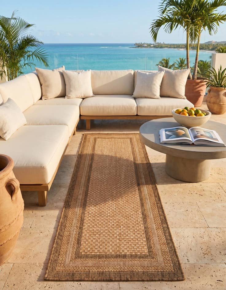 Detail image of 2' 2 x 6' Easy-Clean Border Indoor / Outdoor Runner Rug