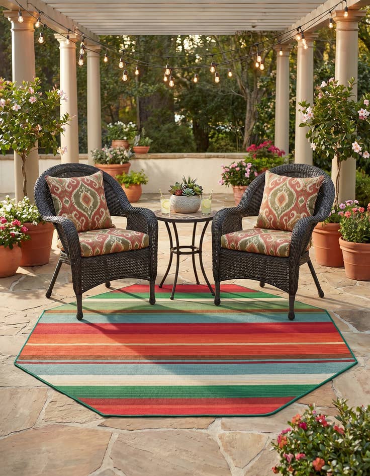 Detail image of 4' x 4' Easy-Clean Modern Indoor / Outdoor Octagon Rug