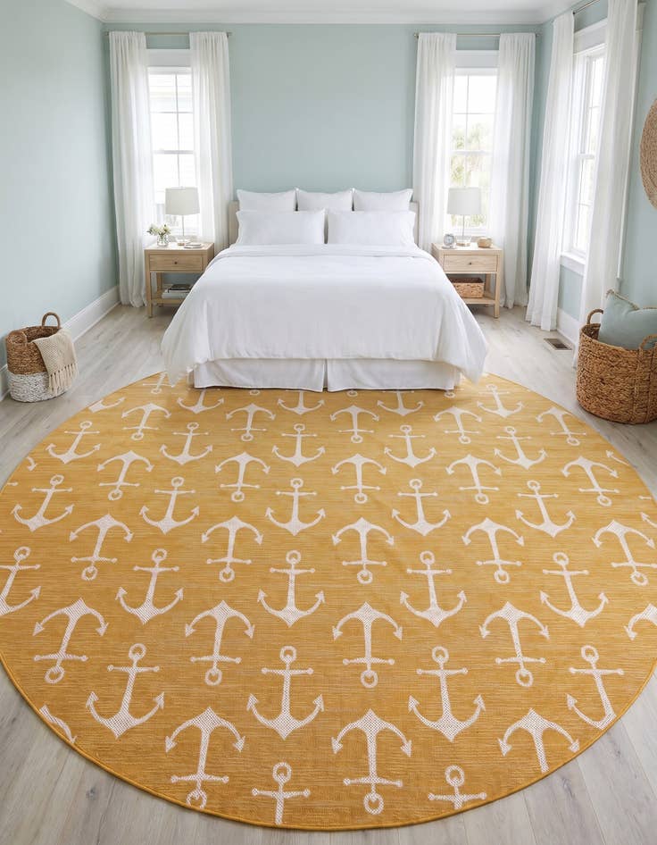 Detail image of 13' x 13' Easy-Clean Coastal Indoor / Outdoor Round Rug