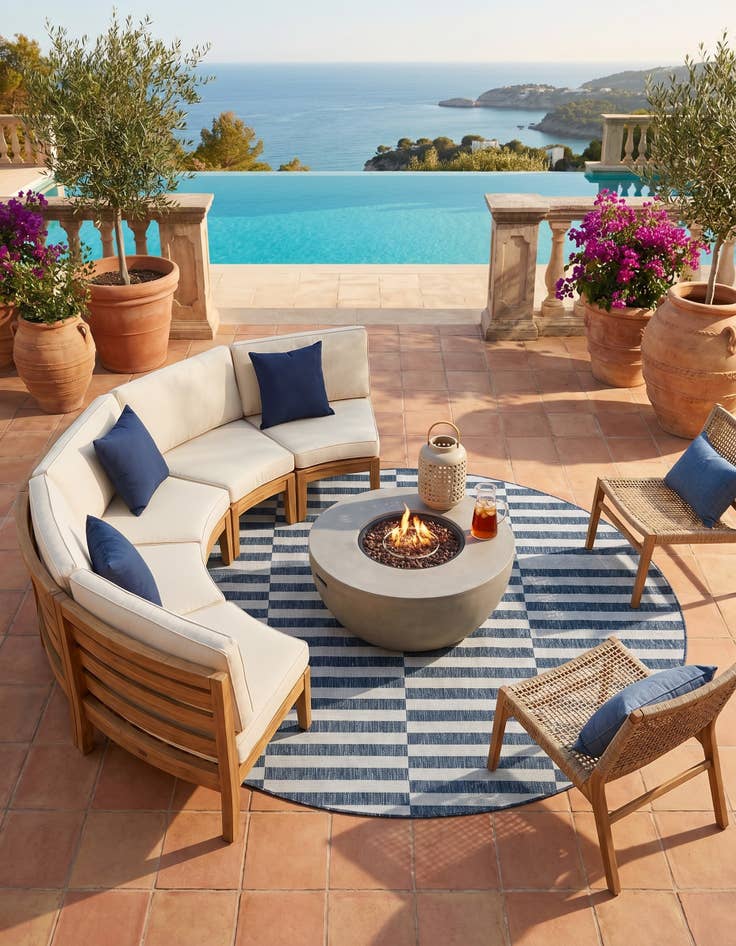 Detail image of 6' x 6' Easy-Clean Ribbon Indoor / Outdoor Round Rug