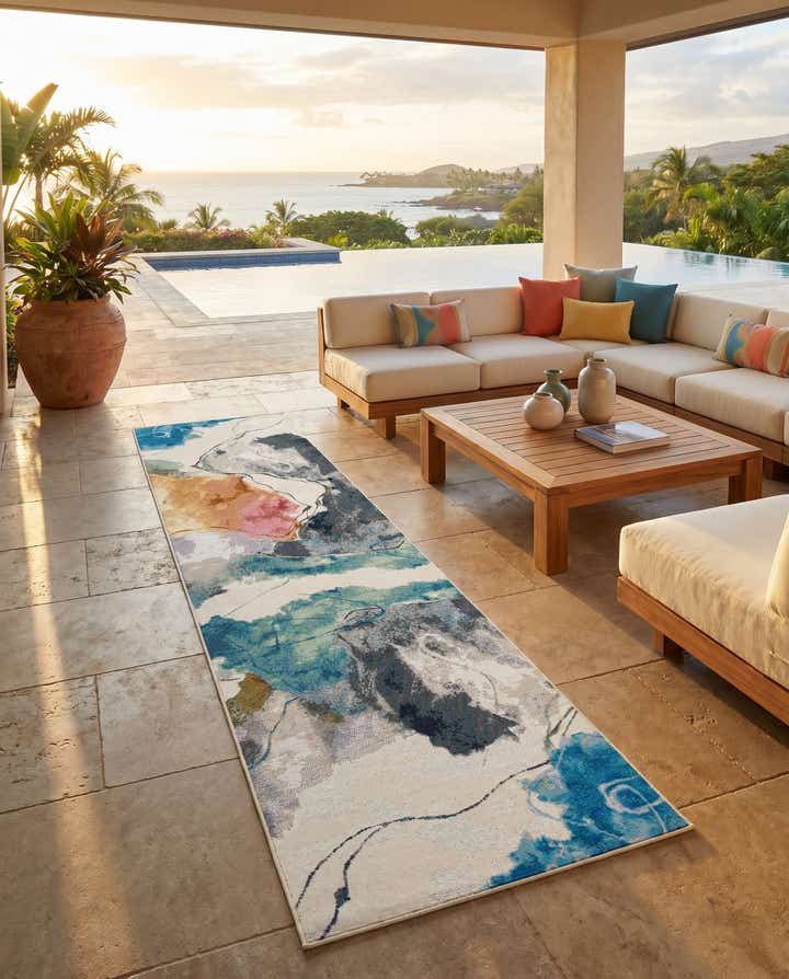 2' 7 x 10' Easy-Clean Modern Indoor / Outdoor Runner Rug