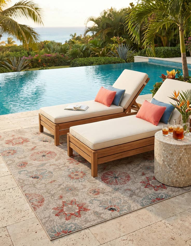 Detail image of 7' 10 x 10' Easy-Clean Botanical Indoor / Outdoor Rug