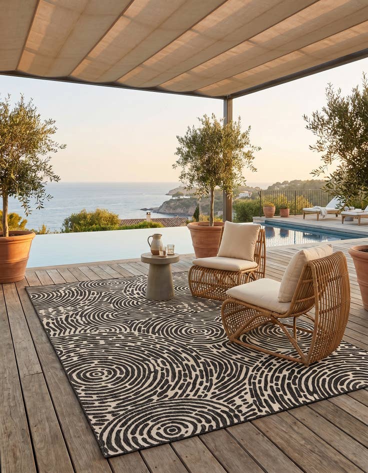 Detail image of 9' x 12' Easy-Clean Modern Indoor / Outdoor Rug