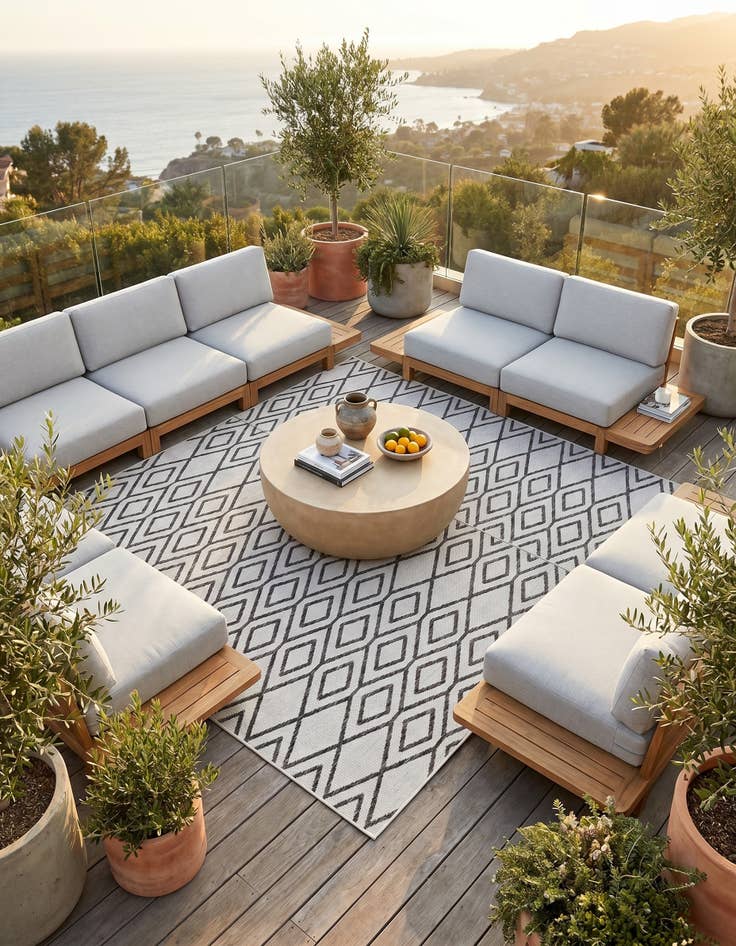 Detail image of 7' 10 x 7' 10 Easy-Clean Jill Zarin Turks and Caicos Indoor / Outdoor Square Rug