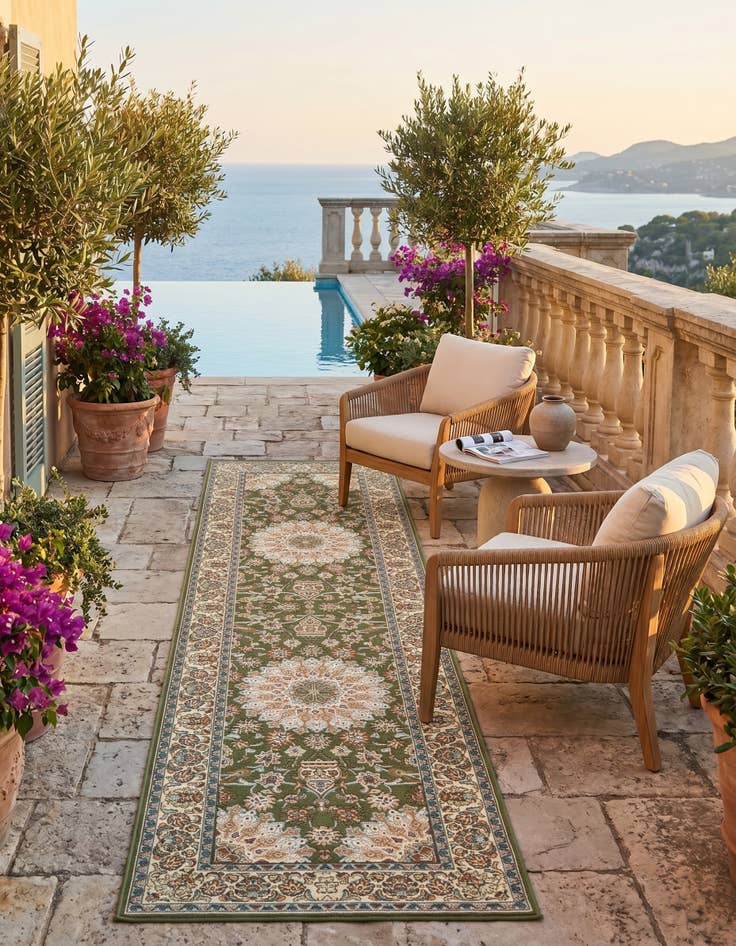 Detail image of 2' 7 x 10' Easy-Clean Traditional Indoor / Outdoor Runner Rug