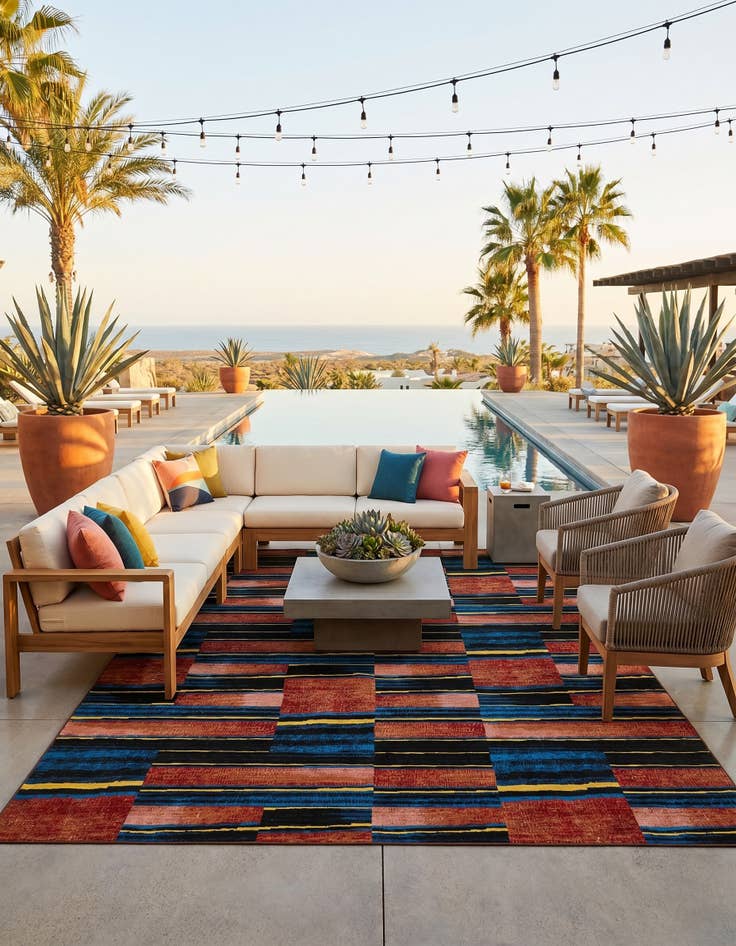 Detail image of 9' x 12' Easy-Clean Modern Indoor / Outdoor Rug
