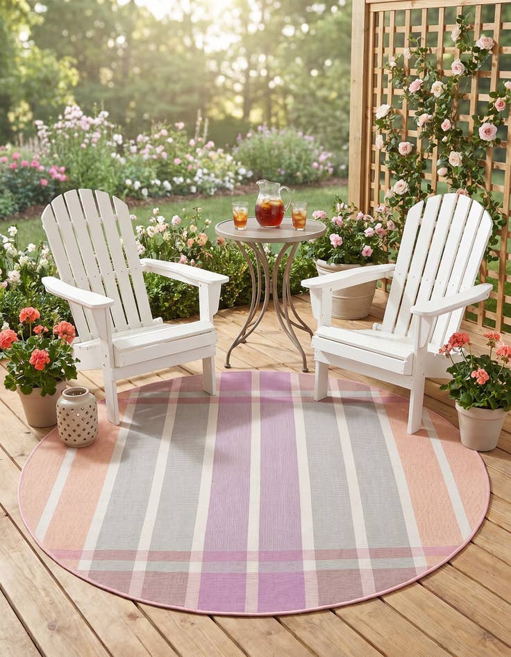 Detail image of 4' x 4' Easy-Clean Ribbon Indoor / Outdoor Round Rug